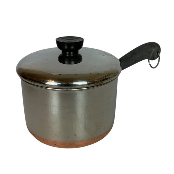 Vintage Revere Ware 2 Qt Tall Copper Clad Stainless Steel Saucepan Lid 1981 - Picture 1 of 10